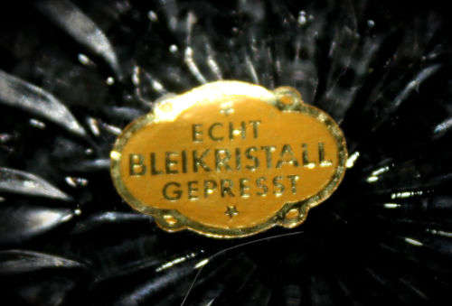 Echt Bleikristal Geprest -Crystal vase 55x156mm on silver plated tray 182mm
