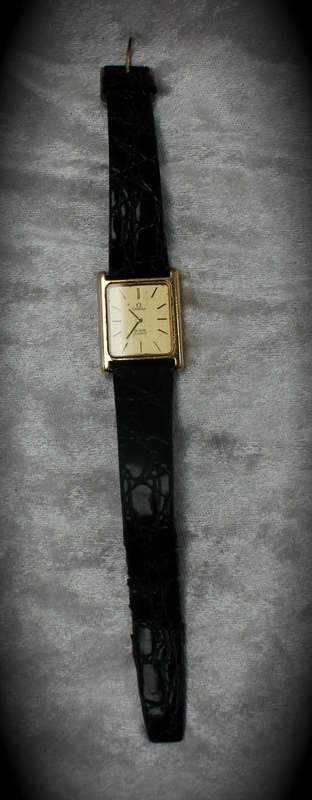 Vintage Omega De Ville 1350 Ladies Quartz watch with leather strap in box- working -new Battery .
