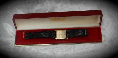 Vintage Omega De Ville 1350 Ladies Quartz watch with leather strap in box- working -new Battery .