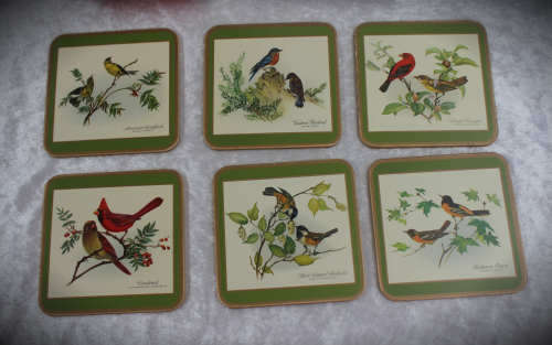 Six traditional Coasters by Pimpernel -North American Songbirds-England 112x112x28mm
