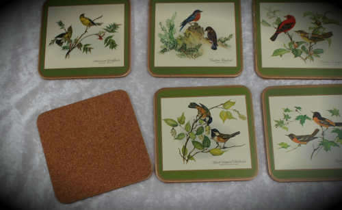 Six traditional Coasters by Pimpernel -North American Songbirds-England 112x112x28mm