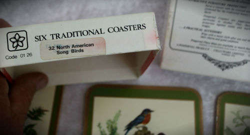 Six traditional Coasters by Pimpernel -North American Songbirds-England 112x112x28mm