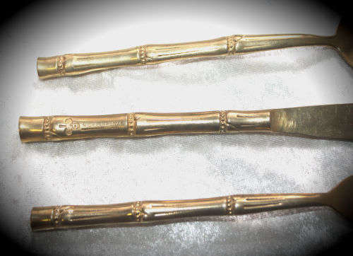 Very Large 158pc Bamboo pattern Nickel bronze Thai Flatware set in double Layer wooden Box 11.3kg