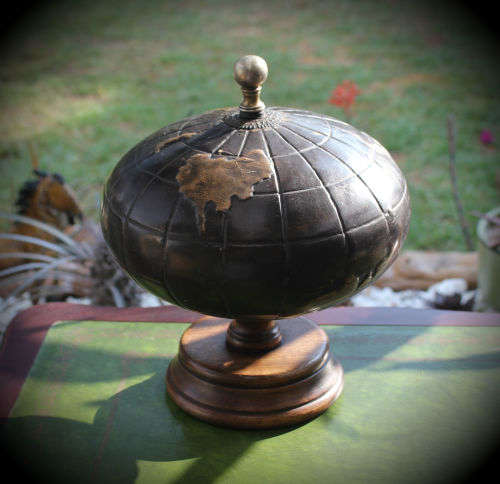 Antique/Vintage Globe made of wood and Brass 240mm x200mm