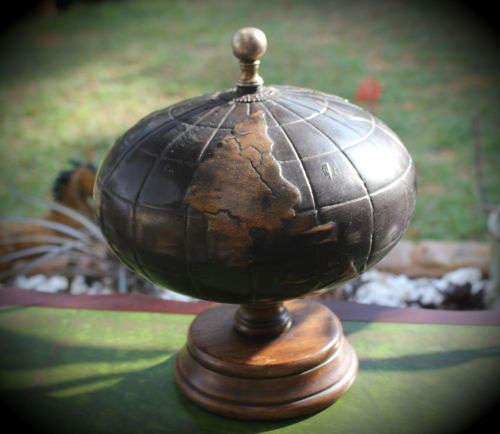 Antique/Vintage Globe made of wood and Brass 240mm x200mm