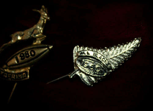 1960 Springbok Rugby and 1960 All Blacks Pin Badges -35mm