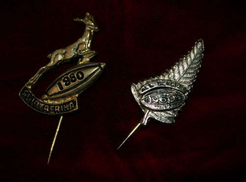 1960 Springbok Rugby and 1960 All Blacks Pin Badges -35mm