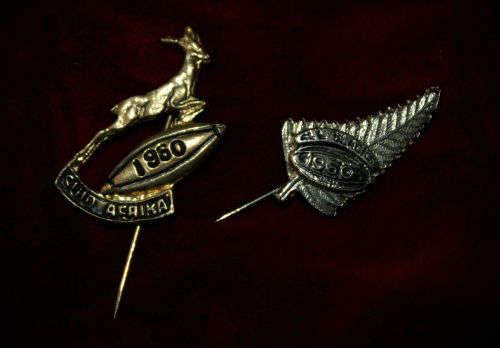 1960 Springbok Rugby and 1960 All Blacks Pin Badges -35mm
