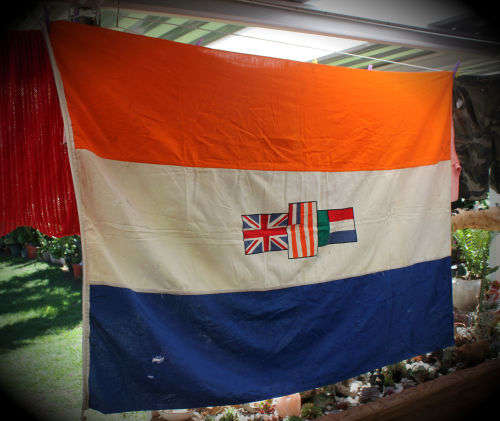 Old Collectable South African Flag 110cm x 162cm - few holes in the material see photos