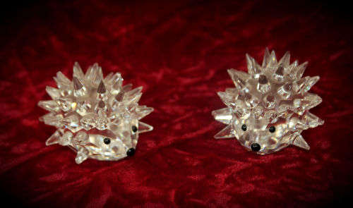Collectable 2 SWAROVSKI Crystal Hedgehogs  -34x55x44mm- Not Boxed-Retired