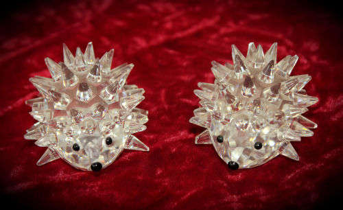 Collectable 2 SWAROVSKI Crystal Hedgehogs  -34x55x44mm- Not Boxed-Retired