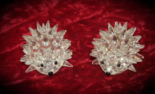 Collectable 2 SWAROVSKI Crystal Hedgehogs  -34x55x44mm- Not Boxed-Retired
