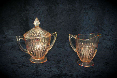 Glass Sugar Pot and Creamer