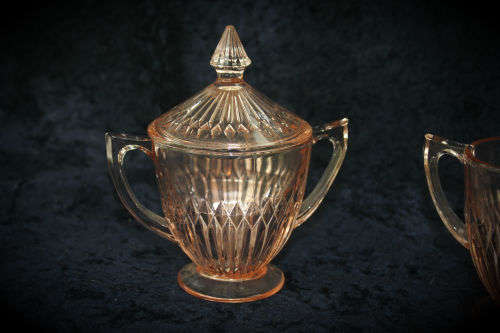 Glass Sugar Pot and Creamer