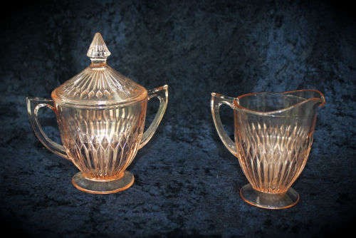 Glass Sugar Pot and Creamer