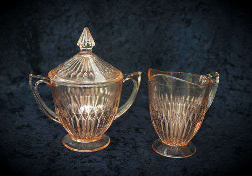 Glass Sugar Pot and Creamer