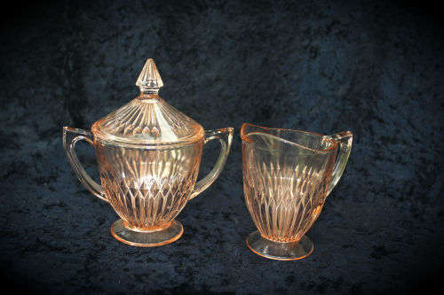 Glass Sugar Pot and Creamer