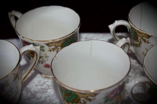 1950's Tuscan fine English Bone China Provence Teaset 5 Duo's Pot,sugar bowl ,creamer and extra Cup