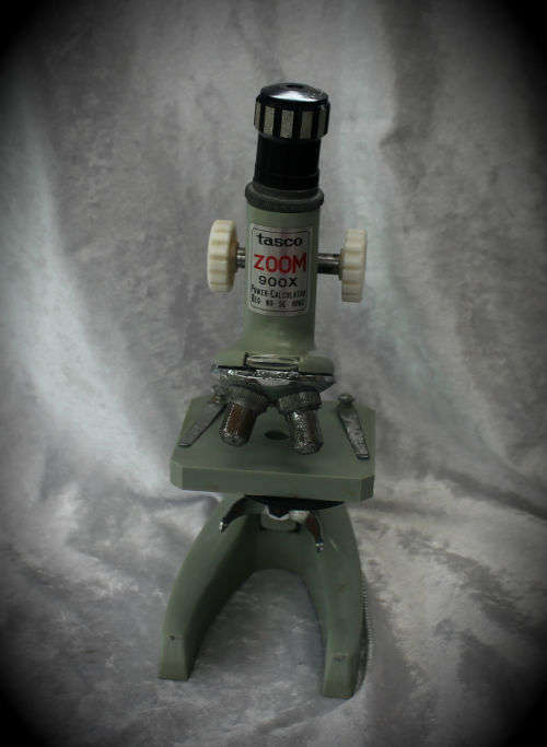 Vintage Tasco 900x Power-Calculator Microscope 250x130x75mm -mirror missing no Globe