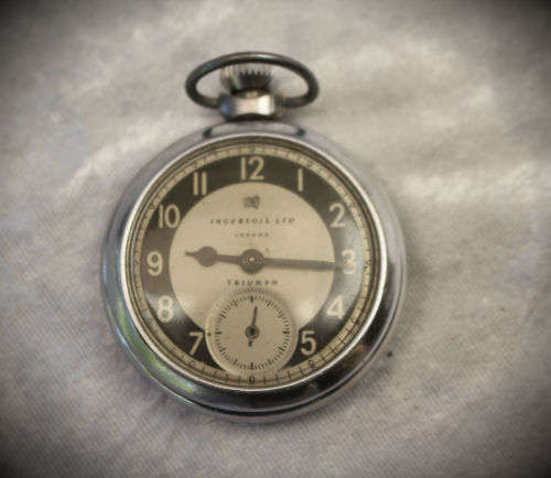 Vintage Triumph Ingersoll LTD London Pocket watch made in Great Britain -not running