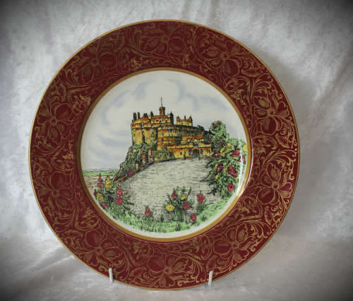 1945+ John Maddoch and Sons Plate Actual Etching of Edinburgh castle - Hand Painted 264mm