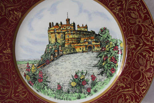 1945+ John Maddoch and Sons Plate Actual Etching of Edinburgh castle - Hand Painted 264mm