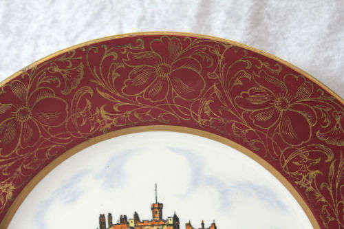 1945+ John Maddoch and Sons Plate Actual Etching of Edinburgh castle - Hand Painted 264mm