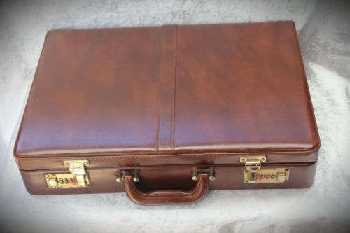 Vintage Masonic Leather Briefcase with Apron, Sash,and Many other contents see photos