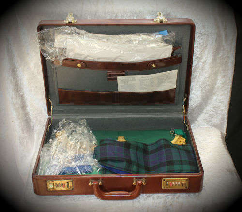 Vintage Masonic Leather Briefcase with Apron, Sash,and Many other contents see photos