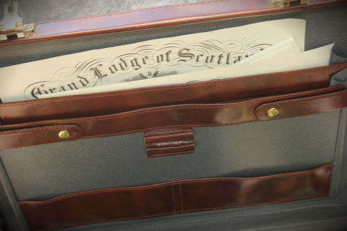 Vintage Masonic Leather Briefcase with Apron, Sash,and Many other contents see photos