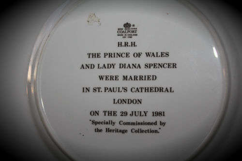 1981 Coalport Bone China Plate Heritage Collection Marriage of Prince Chales and Lady Diana 275mm