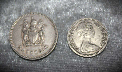 Rhodesia 1964 5 Cents and 1975 10 Cents Circulated