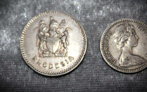 Rhodesia 1964 5 Cents and 1975 10 Cents Circulated