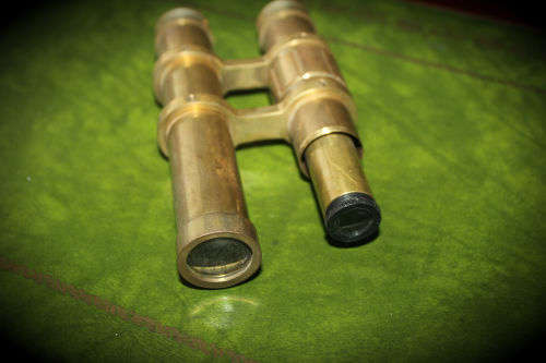 Antique Brass Binoculars sold as Is _part missing