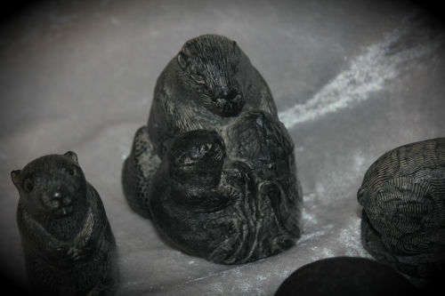 4 Hand Carved Soapstone Origanal THE WOLF SCULPTURES made Canada