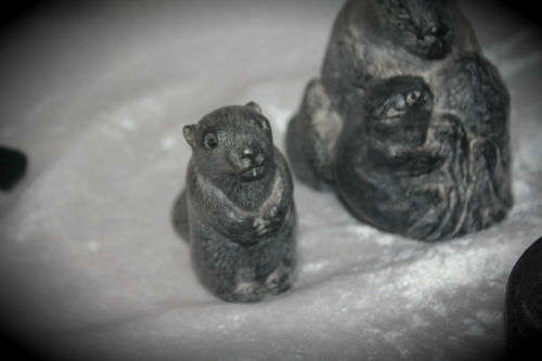 4 Hand Carved Soapstone Origanal THE WOLF SCULPTURES made Canada