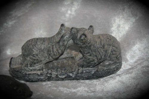 4 Hand Carved Soapstone Origanal THE WOLF SCULPTURES made Canada