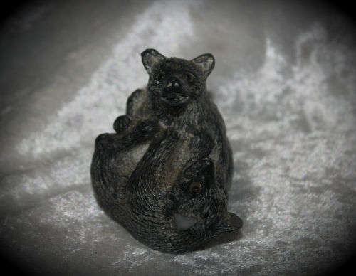 2 Hand Carved Soapstone Origanal THE WOLF SCULPTURES made Canada