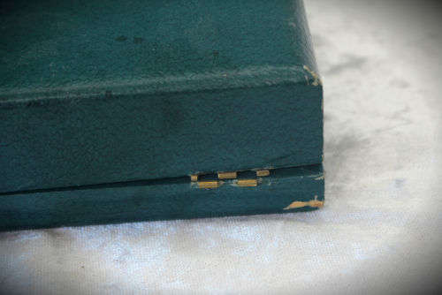 6 Vintage Angora Silver Plated Pastry / Cake Forks & Server in origanal box -box hinge need a pin