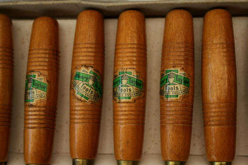 Vintage Henry Taylor Tools-12 Piece WoodCarving Craftsman set -Sheffield England still in box