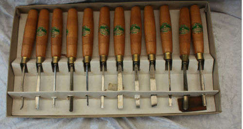 Vintage Henry Taylor Tools-12 Piece WoodCarving Craftsman set -Sheffield England still in box