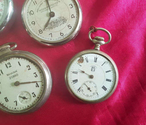 5 antique/Vintage Mechanical Pocket watches x 4 and 1 Stop watch -all need repairs
