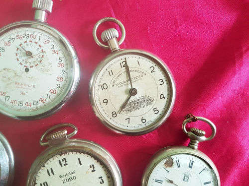 5 antique/Vintage Mechanical Pocket watches x 4 and 1 Stop watch -all need repairs