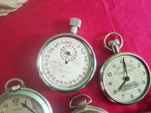 5 antique/Vintage Mechanical Pocket watches x 4 and 1 Stop watch -all need repairs