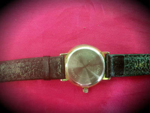 Vintage JETIME watch JAPAN Movement - Glass Cracked -working -new Battery-Leather strap 32mm