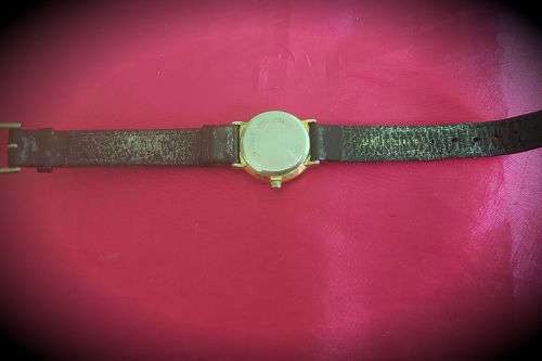 Vintage JETIME watch JAPAN Movement - Glass Cracked -working -new Battery-Leather strap 32mm