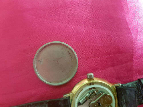 Vintage JETIME watch JAPAN Movement - Glass Cracked -working -new Battery-Leather strap 32mm