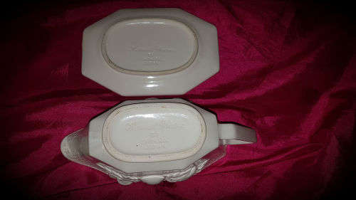Harvest Weave GRAVY BOAT By HIMARK Japan-Ivory- vegetable pattern 100x234x127mm