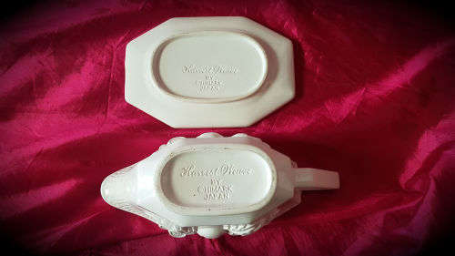 Harvest Weave GRAVY BOAT By HIMARK Japan-Ivory- vegetable pattern 100x234x127mm