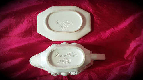 Harvest Weave GRAVY BOAT By HIMARK Japan-Ivory- vegetable pattern 100x234x127mm